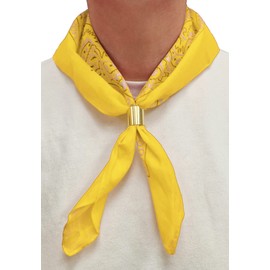 Komonee Tie Neck Ring Loop Clasp Gold Colour With Yellow Paisley Bandana Head Scarf Headbands Handkerchief Cowboy Cotton Bib Party Face For Mens Womens Unisex