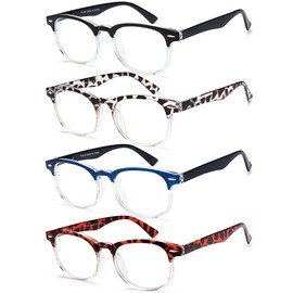 EYEURL 4 Pack Round Reading Glasses for Women Stylish Blue Light Blocking Reading Glasses Round Computer Readers with Spring Hinges Anti UV Ray Eyeglasses,1.5