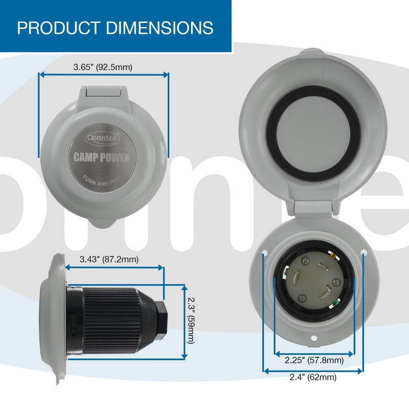 Conntek 30 Amp 125 Volt RV Marine Power Inlet -