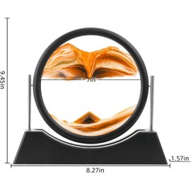 Cuadros de Arena Giratorios, Pintura de Arena 3D Dinámica, Paisaje de Arena Redondo, Decoración de Arte de Movimiento, Regalo (marrón)