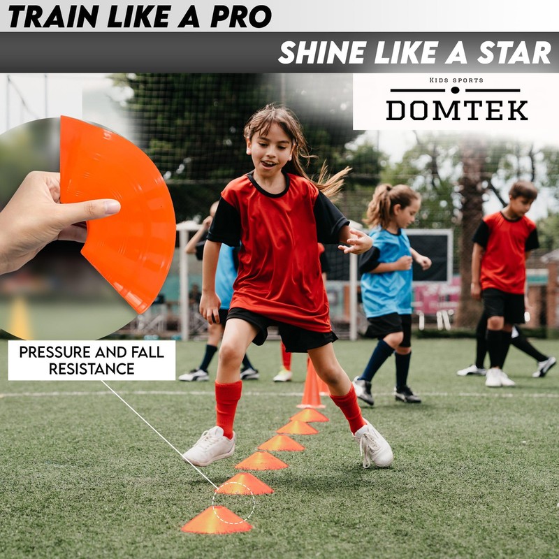 DOMTEK Footbal Cones Training for Kids – Stackable Flat Disc