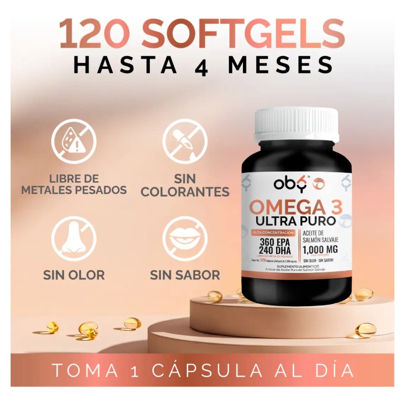 Omega Salmón 120 Cápsulas Alto Epa Dha Salmon Oil Oby