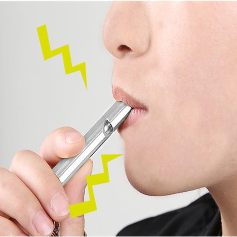 MEMOFYND 3 Pieces Silver Double Running Whistle with 3 Pieces