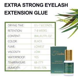 Extra Strong Eyelash Glue, Black Eyelash Glue for Eyelash Extensions 0.5-1 Sec. Drying Time/7-8 Weeks Retention/Lowest Vapours/Maximum Adhesion/Professional Application (8ml/0.27fl.oz)