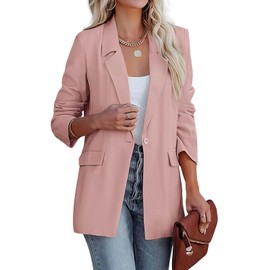 DayaEmmoTQ Women's Blazer Jacket - Long Sleeve Loose Fit Casual Lapel Collar Blazer Business Jacket for Office, pink