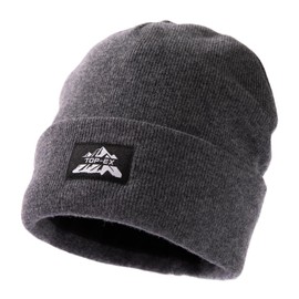 TOP-EX M/L/XL/XXL 100% Merino Wool Knitted Hat Warm Winter Hat for Men and Women Windproof Breathable Beanie Black, Grey_Fleece