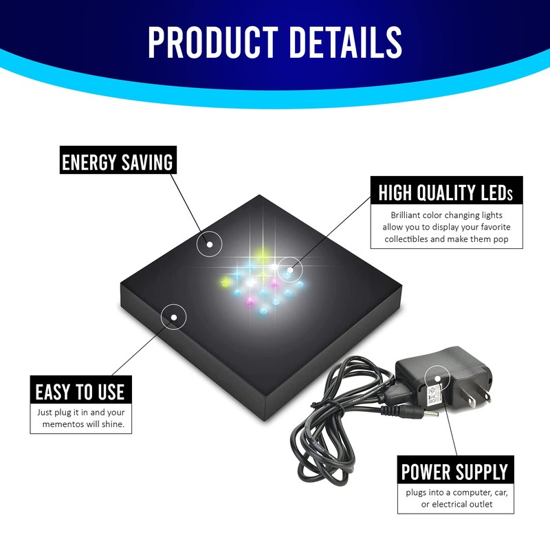 ASENTE 16 LED Multi-Color Light Stand Base- Lighted Acrylic Display,