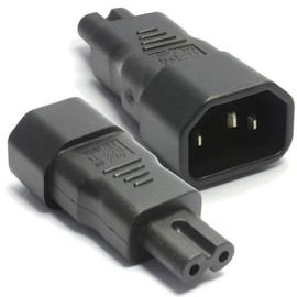 kenable IEC C14 Male Pins to Figure of 8 Eight Male C7 Plug Adapter Black