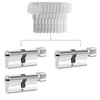 GERCAR 3x Knob Cylinder Simultaneous Locking 3 Locking Cylinders 45/45