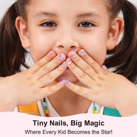 DANNI & TONI Kids Gel Nail Strips Clouds Stars Purple Glitters Salon-Quality Peel & Stick Manicure for Children (Age 6+)– Safe, Long-Lasting, Easy to Apply |Purple Dream