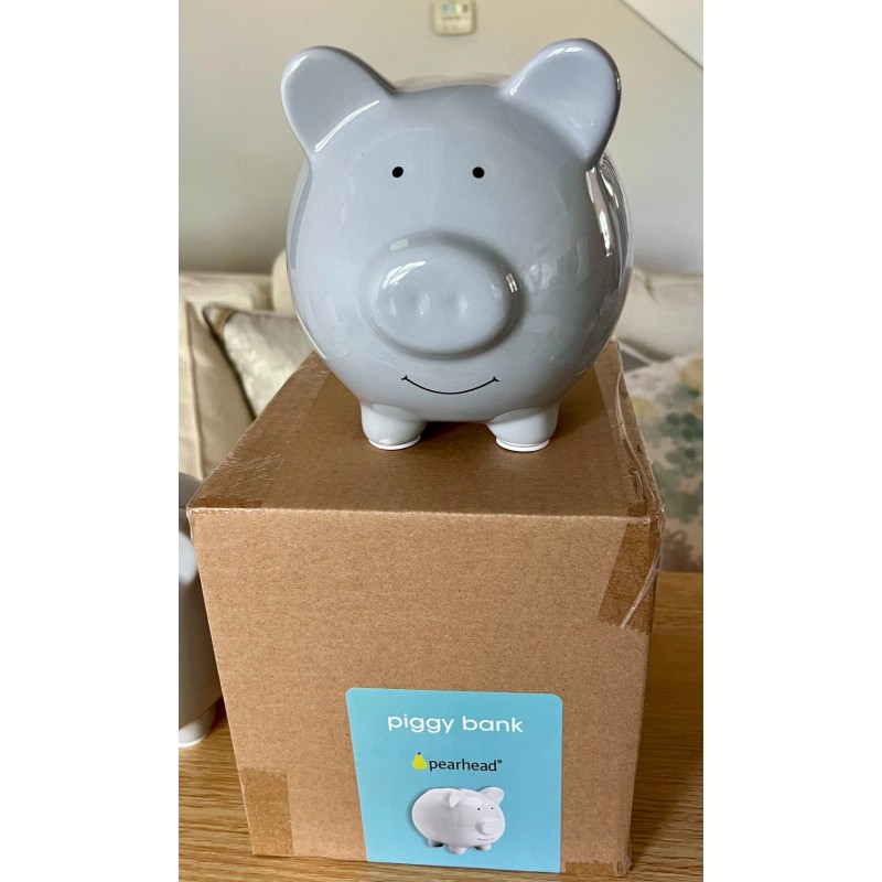 Pearhead Ceramic Piggy Bank, Ideal for Boys and Girls, Kids