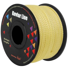 emma kites 100% Kevlar Braided String Utility Cord 50Ft 350Lb Abrasion Flame Resistant, Tactical Survival Fishing Assist Cord Model Rocket Paracord Trip Line Camping Cordage