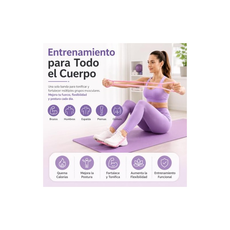 Bandas de Resistencia para Ejercicio, 3 Piezas, Yoga y Pilates