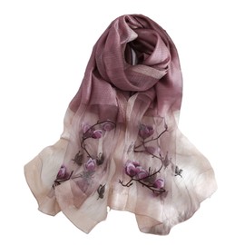 WEIGEER Silk Scarf Women Seidenschals Damen Shawl Satin Natural Pure Hijab Thin Masks Silk Cloth Luxury Binder Senior Handmade Seidentuch Damen Muslin Lotus Beach Scarf Purple 180 * 70CM