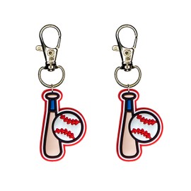 Baseball Bat Zipper Charm Sports Fan Set of 2 Badge Reel Accent Purse Collar Charm Yazzle Dazzle Original Artwork Football Basketball Baseball Hockey Soccer Lacrosse Rugby Futbol Béisbol Sports Fan