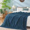 KMUSET Navy Fleece Throw Blanket Twin Size,Super Soft Fuzzy Cozy