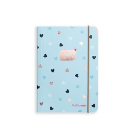 Matilda Moo 2025 diary | A6 diary | day on one page diary | elastic closure | January to December planner | softack diary covers | rose gold detailing | blue