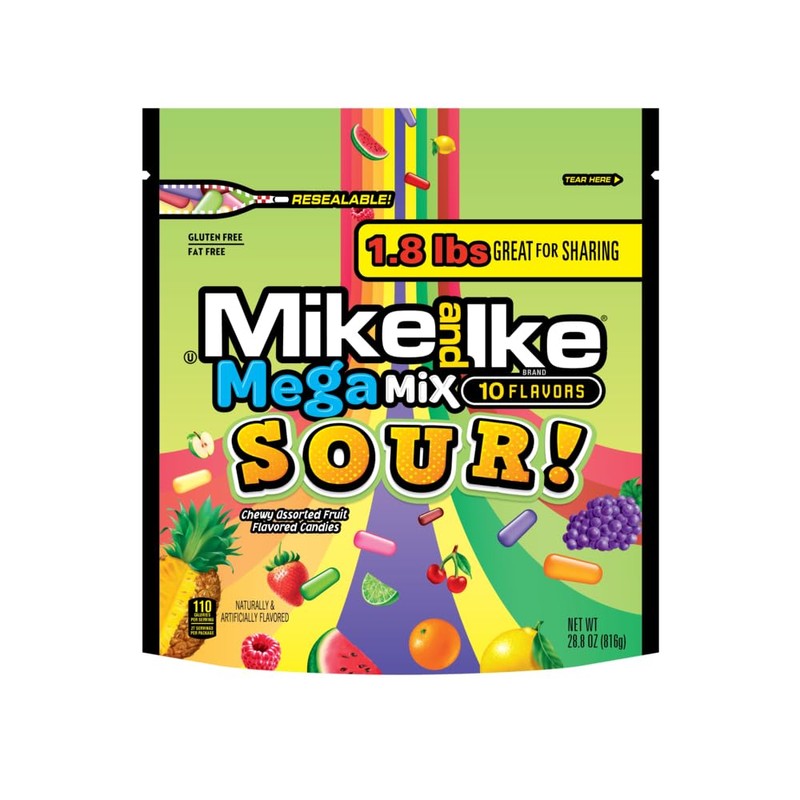 Mega Mix Sour Mike and Ike Candy, 28.8 Ounce Bag