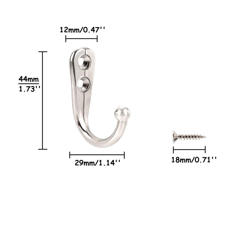 Beilala 12 Pack Coat Hooks Door Wall, Small Single Metal