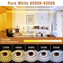 URS2GO 6500K Pure White LED Tape Light Strip 1m/3ft - Plug - in Design with Switch, Effortless Installation Compatible with Under Cabinet,Home,Bedroom