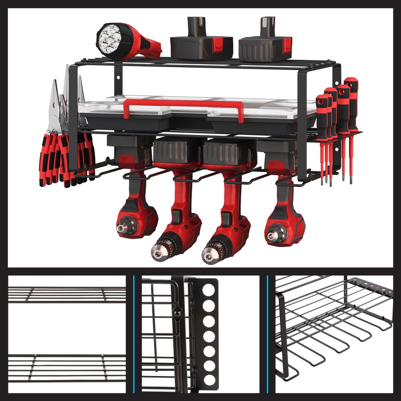 Power Tool Organizer - 3-Tier Garage Shelving Unit with 110lb