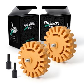 FOSHIO 2 Pack Decal Remover Eraser Wheel with Adapter 4 inch Rubber Eraser Wheel for Drill Removes Car Decal Vinyl Tape Graphics Pinstripe Sticker Adhesive Remover (2 Pack Slotted)