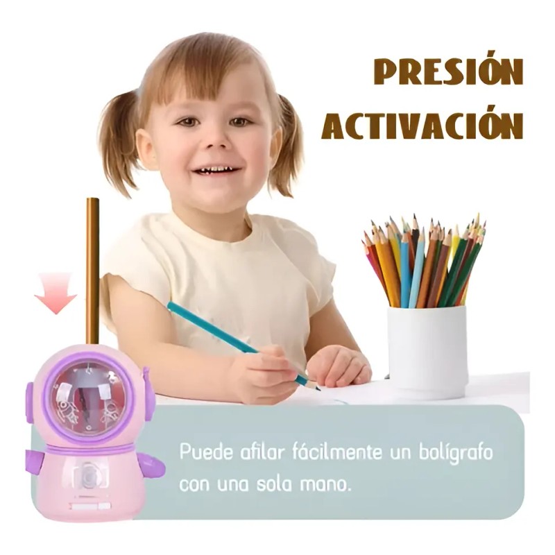 Sacapuntas Electrico Para Lápiz Usb Pilas Aa Astronautas