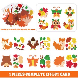 STEFORD 12 Pack Fall Craft Kits for Kids, DIY Maple Leave Sticker Crafts Owl Turkey Art Craft for Toddlers Ages 4-8 Adults Autumn Home Classroom Activities Game Party Favors Decoration