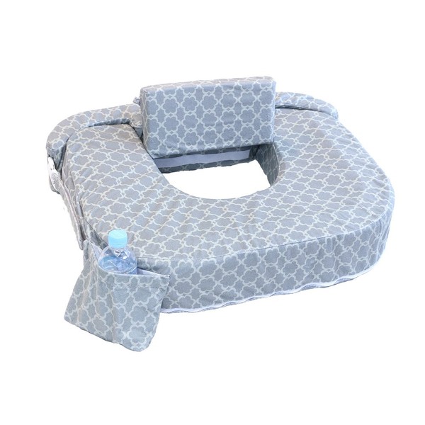 Twins Replacement Cover, My Breast Friend Nursing Cushion Cover, Twins Plus Nursing Pillow Slipcover "Nursing Cushion Favored by Over 700 Hospitals in Japan and the World" (Twin, Flower Key Gray)
