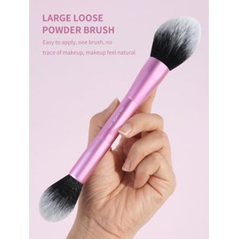 MAANGE 4 PCS Foundation Makeup Brush Set Double-ended Kabuki Brush Contour Brush for Liquid Powder Concealer Cream Cosmetics Blending Blush Face Makeup Tools Kit (Pink)