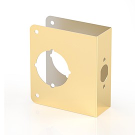 Door Knob Reinforcement Plate, Polished Gold, Fits 1-3/8" Doors, 2-3/8" Backset, Door Lock and Door Knob Cover Plate, Deadbolt Cover Plate, Reinforce and Repair Wood or Metal Doors