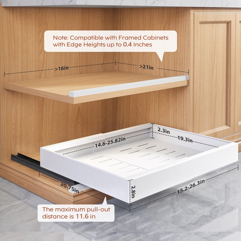 Seinloes 2 Pack Pull Out Cabinet Organizers 21" Deep With