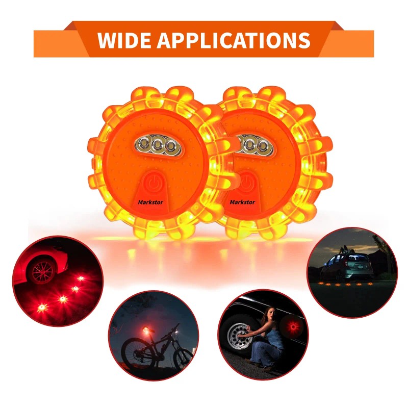 DK 6-Pack LED Road Flare Car Emergency Kit Magnetic Base
