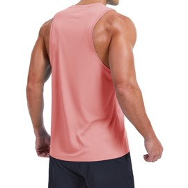 MAGCOMSEN Mens Tank Tops Dry Fit Sleeveless Muscle Shirt Gym Active Weight Lifting Crewneck Cut Off Shirts Summer Beach Vacation Tanks Pink L