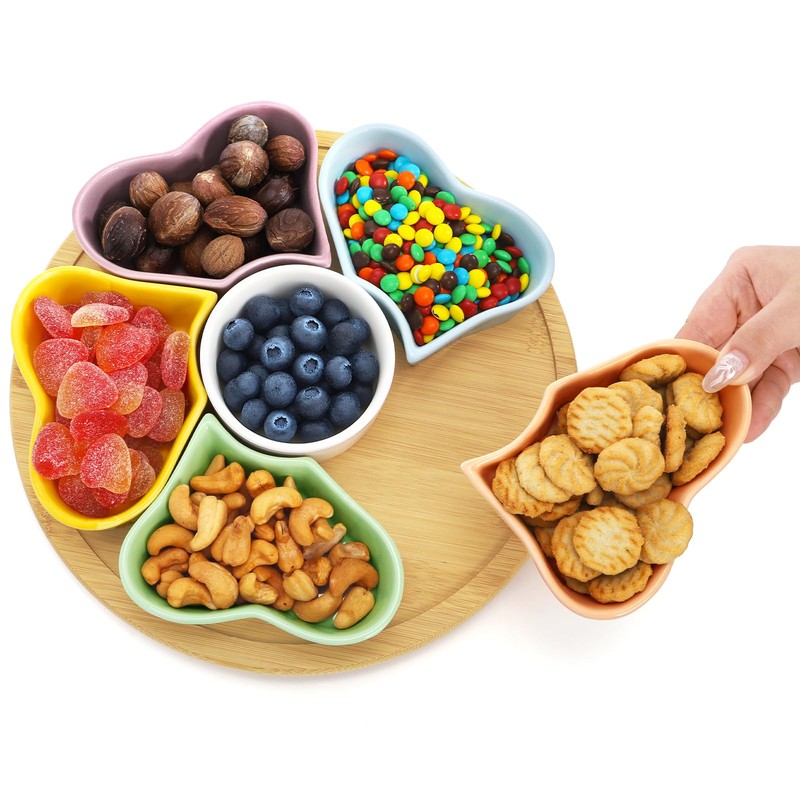 Cididu 11'' Lazy Susan Serving Tray, Ceramic 360° Rotating Serving