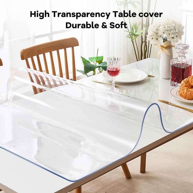 Clear PVC Desk Protector Plastic Crystal Tabletop Topper Thick Small