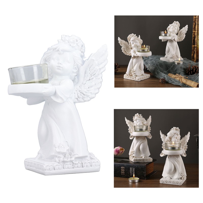 Angel Candle Holder Retro Cute Romantic Decorative Figurine Tealight Holder
