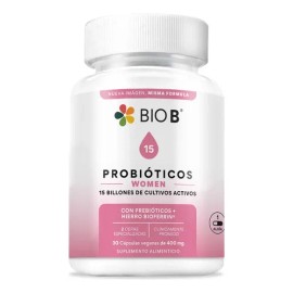 Bio B  Probióticos Women con 15 billones UFC  Hierro BioFerrin Cepas para mujer  probióticos vaginales                                                