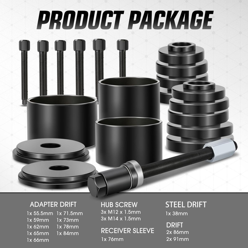 DNA MOTORING 19pcs Front Wheel Bearing Press kit Bearing Puller
