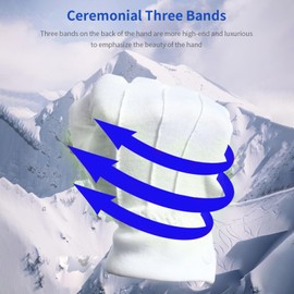 SULIVES Cotton White Gloves with Snap Closure, White Stitched Fancy Dress Cotton Gloves for Wedding, Server, Parade, Formal Guard, Police, Formal Tuxedo, Jewelry Inspection