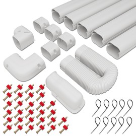 Rogvoc Mini Split Line Set Cover Kit,15 Pcs PVC Pipe Guard Removable Panels Copper Protection, for Minisplit and Heat Pump,6.5 Ft Decorative PVC Slim Line Cover