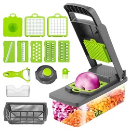 Dokpav Cortador de Verduras 16 en 1, Picadora de Verduras Multifuncional, Picador de Verduras Mandolina Rallador de Verduras Rebanador de Verduras Cortador de Cebolla para Frutas Verduras y Ensaladas