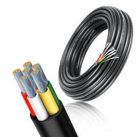 RESHAKE 20 Gauge 6 Conductor Wire, 49.2FT 20/6 Tinned Copper 6 Wire Cable, Stranded Electrical Wires for Thermostat,Sprinkler,Automotive, Security Cameras, Speaker, Alarm, Audio, Sensors