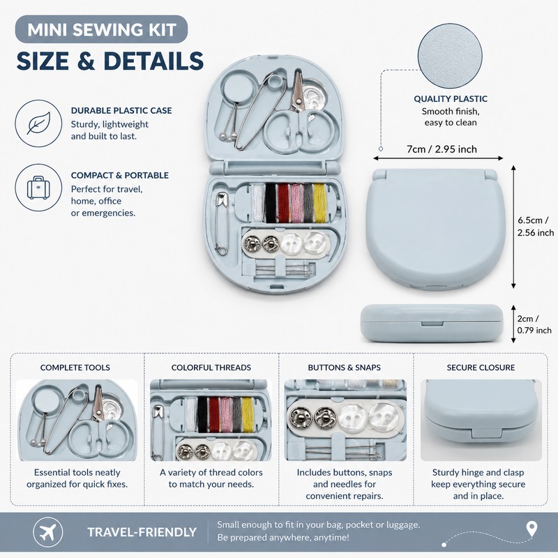 Mini Travel Sewing Kit for Quick Repairs – 2-Pack Portable