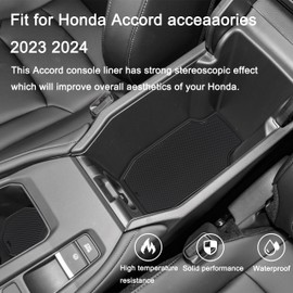 SENSHINE Cup Holder Insert for Honda Accord Accessories 2023 2024 Center Console Liner Door Pocket Non-Slip Anti Dust Pad Premium Interior 16Pcs Set (Black Trim)