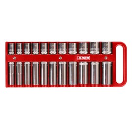 ARES 60156-22-Piece 1/2-Inch Drive Red Magnetic Socket Holder - Securely Holds 11 Standard and 11 Deep Sockets in Place - Organize Sockets up to 1-3/16-Inch or 30mm - Organize Your Tool Box