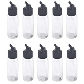 T Tulead Plastic Jar Bottles Airbrush Paint Bottles 30ML Dual-Action Siphon Suction Feed Airbrush Accessories Pack of 10