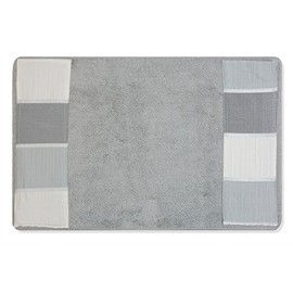 Zahari Home Modern Line Modern Bathroom Rug Classic Luxury Bath Rug Contemporary Decor Beautiful Washable Shower Mat Gray Modern Bath Mat Stylish Bath Mat Bath Shower Tub Décor