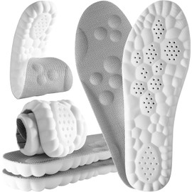 2 Pares Plantillas para Fascitis Plantar, Plantilla Ortopédicas para Mujer y Hombre, Plantillas para Zapatos con Apoyo de Arco, Plantilla Memory Foam Antifatiga, Aliviar el Dolor de Pies (Gris 25.5-28)