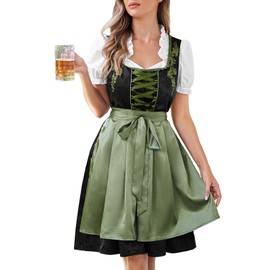 Oktoberfest Costumes Women Bavarian Carnival Dirndl Bavarian Dress Olive Green XL